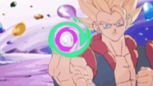 A Cartoon Character Is Holding A Green And Pink Object In His Hand GIF