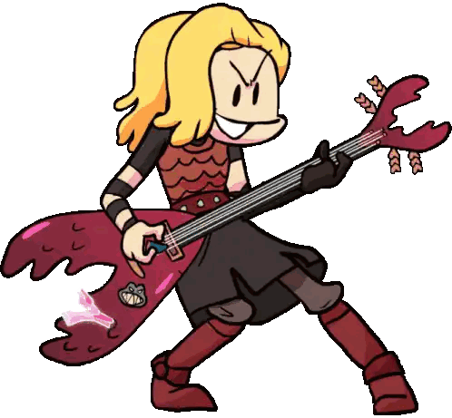 A Cartoon Character Is Holding A Guitar And Smiling While Standing On A White Background . Sticker