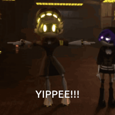 A Cartoon Character Is Holding A Gun And The Word Yippee Is On The Bottom GIF
