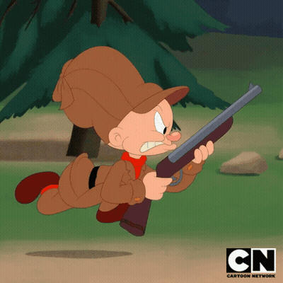 A Cartoon Character Is Holding A Gun With Cn Cartoon Network Written On The Bottom GIF