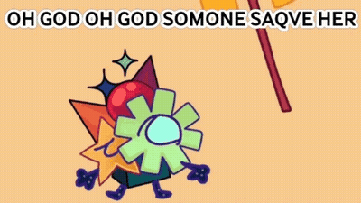A Cartoon Character Is Holding A Hammer And Says Oh God Oh God Somone Saqve Her GIF