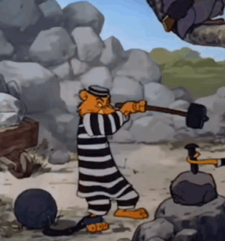 A Cartoon Character Is Holding A Hammer In His Hand GIF
