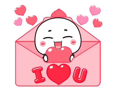 A Cartoon Character Is Holding A Heart In A Pink Envelope That Says I Love You Sticker