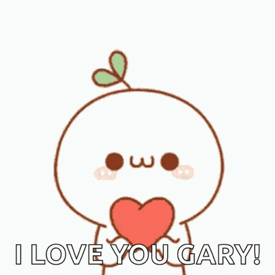 A Cartoon Character Is Holding A Heart In Front Of Its Face And Saying I Love You Gary . GIF
