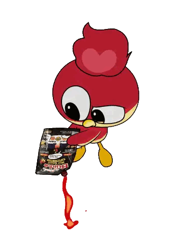 A Cartoon Character Is Holding A Hot Sauce Packet Sticker