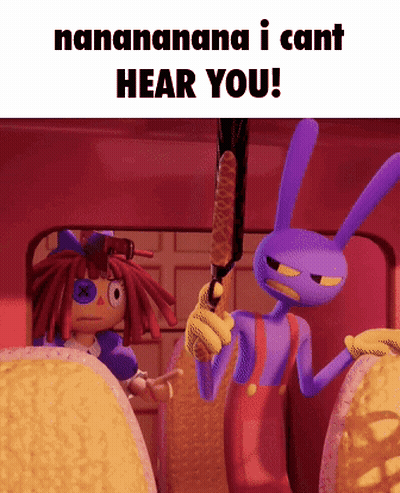 A Cartoon Character Is Holding A Knife And Says " Nanananana I Cant Hear You ! " GIF