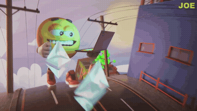 A Cartoon Character Is Holding A Laptop And The Word Joe Is On The Bottom Of The Screen GIF