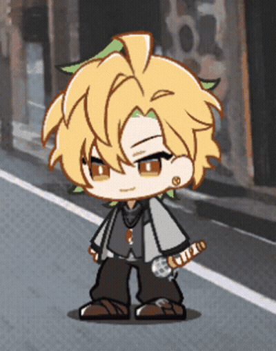 A Cartoon Character Is Holding A Microphone And Standing On A Street GIF