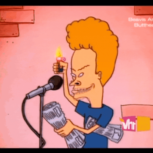 A Cartoon Character Is Holding A Newspaper And A Lighter GIF