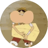 A Cartoon Character Is Holding A Piece Of Cheese In His Hands Sticker