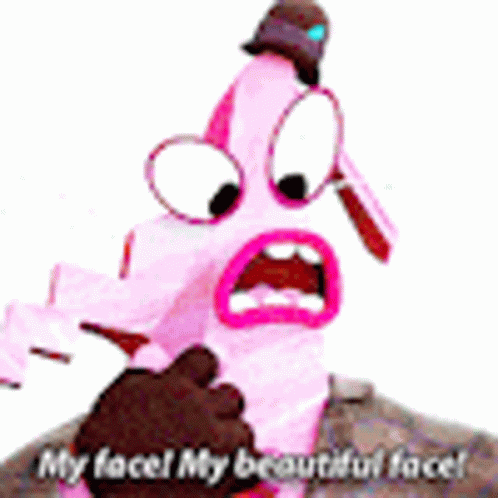 A Cartoon Character Is Holding A Piece Of Paper And Says `` My Face My Beautiful Face '' . GIF