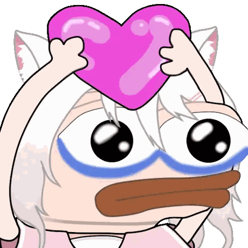 A Cartoon Character Is Holding A Pink Heart In Front Of Her Face Sticker