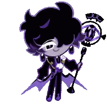 A Cartoon Character Is Holding A Purple Wand And A Purple Flower . Sticker