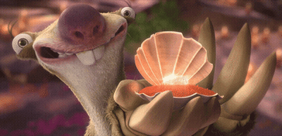 A Cartoon Character Is Holding A Sea Shell In His Hand GIF