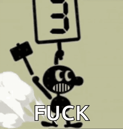 A Cartoon Character Is Holding A Sign That Says 9 And A Hammer .. GIF