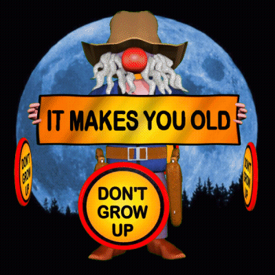 A Cartoon Character Is Holding A Sign That Says It Makes You Old GIF