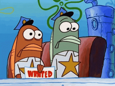 A Cartoon Character Is Holding A Sign That Says " Wanted " GIF