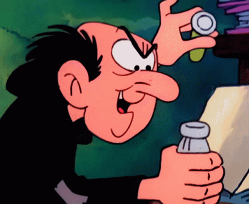 A Cartoon Character Is Holding A Small Bottle GIF