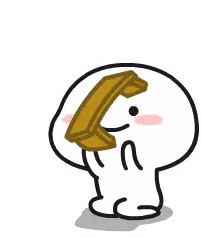 A Cartoon Character Is Holding A Small Wooden Table In Its Mouth . Sticker