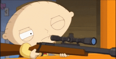 A Cartoon Character Is Holding A Sniper Rifle GIF