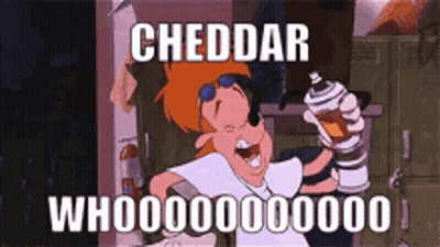 A Cartoon Character Is Holding A Spray Can And Says Cheddar Whoo000000 . GIF
