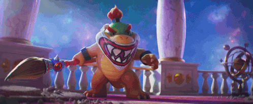 Cartoon Character Holding Sword And Broom GIF
