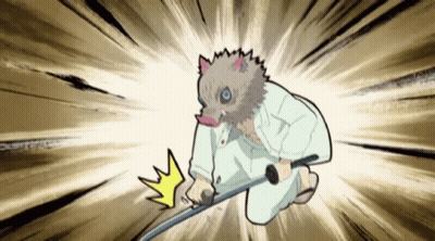 A Cartoon Character Is Holding A Sword And Wearing A Mask . GIF