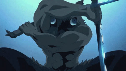 A Cartoon Character Is Holding A Sword In A Dark Room GIF