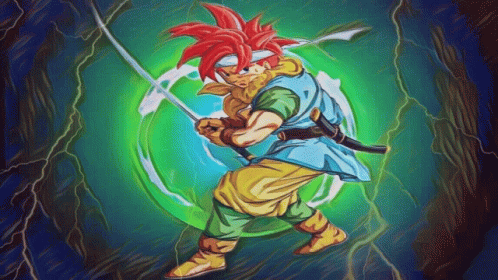 A Cartoon Character Is Holding A Sword In His Hand GIF
