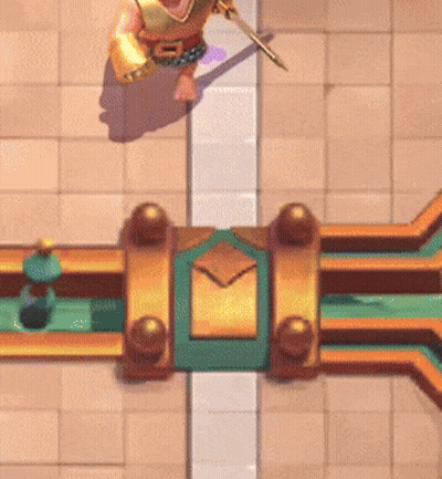 A Cartoon Character Is Holding A Sword While Standing On A Tiled Floor . GIF