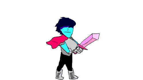 A Cartoon Character Is Holding A Sword With A Red Cape . Sticker