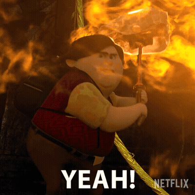 A Cartoon Character Is Holding A Torch And Says Yeah Netflix GIF