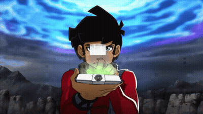 A Cartoon Character Is Holding A White Box With A Shield On It GIF