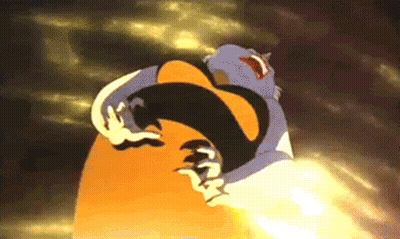A Cartoon Character Is Holding Another Cartoon Character In His Arms In Front Of A Cloudy Sky . GIF