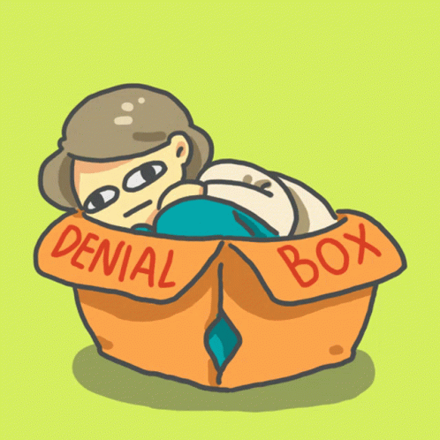 A Cartoon Character Is In A Denial Box GIF