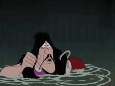 A Cartoon Character Is In The Water With A Hook In His Hand GIF