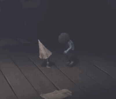 A Cartoon Character Is Jumping In The Air In A Dark Room While Holding An Umbrella . GIF