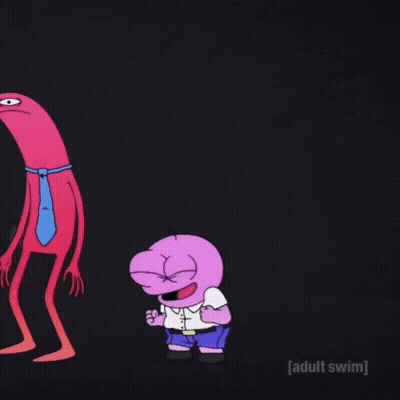 A Cartoon Character Is Jumping In The Air While Another Cartoon Character Looks On .. GIF