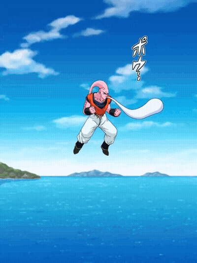 A Cartoon Character Is Jumping In The Air With A Balloon In His Hand GIF