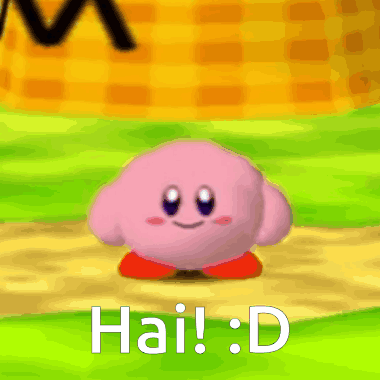 A Cartoon Character Is Jumping In The Air With The Words Hai !:D Below It GIF