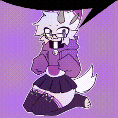 A Cartoon Character Is Kneeling Down And Wearing A Purple Hoodie And A Black Skirt . GIF