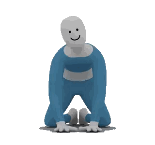 A Cartoon Character Is Kneeling Down With A Smiling Face Sticker