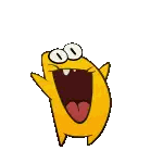A Cartoon Character Is Laughing With His Mouth Open And His Tongue Out . Sticker