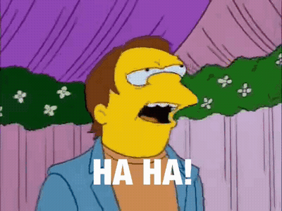 A Cartoon Character Is Laughing With The Words Ha Ha On His Face GIF