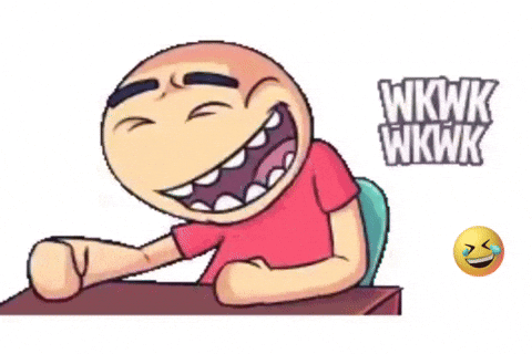 A Cartoon Character Is Laughing With The Words Wkwk Wkwk Above Him GIF