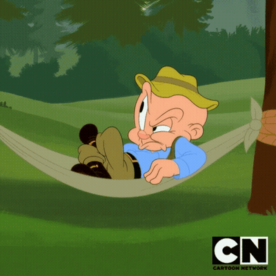 A Cartoon Character Is Laying In A Hammock With The Cn Cartoon Network Logo Behind Him GIF