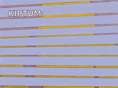 A Cartoon Character Is Laying In A Wrestling Ring With The Words `` Kiptum '' Written Above Him . GIF