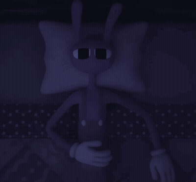 A Cartoon Character Is Laying On A Bed In The Dark GIF