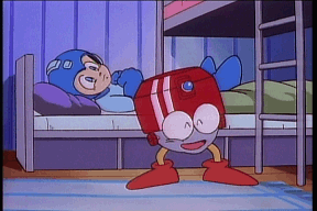 A Cartoon Character Is Laying On A Bed Next To A Robot GIF