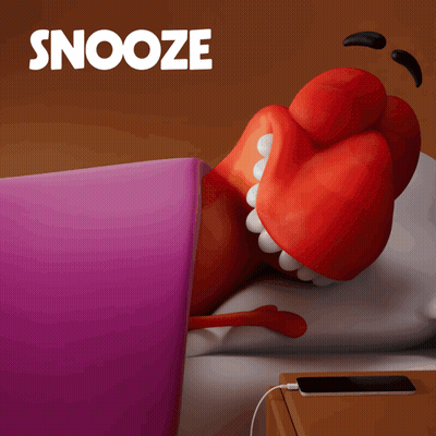 A Cartoon Character Is Laying On A Bed With The Word Snooze Above Him GIF